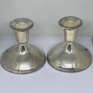 Vintage 90's International Silver Co. Silverplated Pair of Candlesticks 3 3/4"